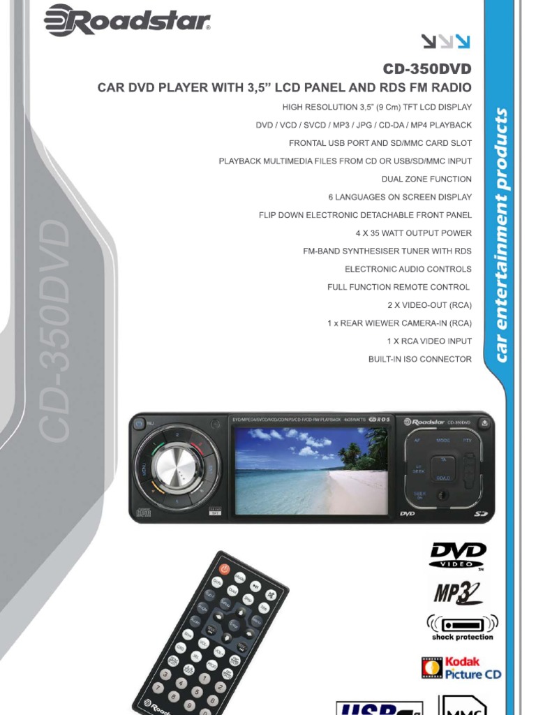 Car DVD Player with LCD Display | PDF | Compact Disc | Mp3