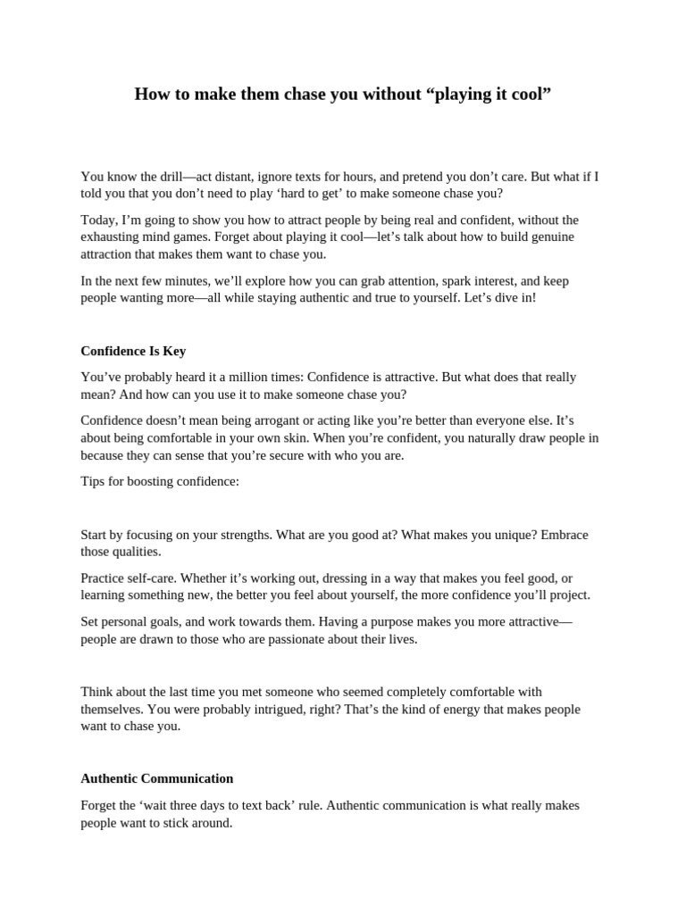How To Make Them Chase You Without | PDF