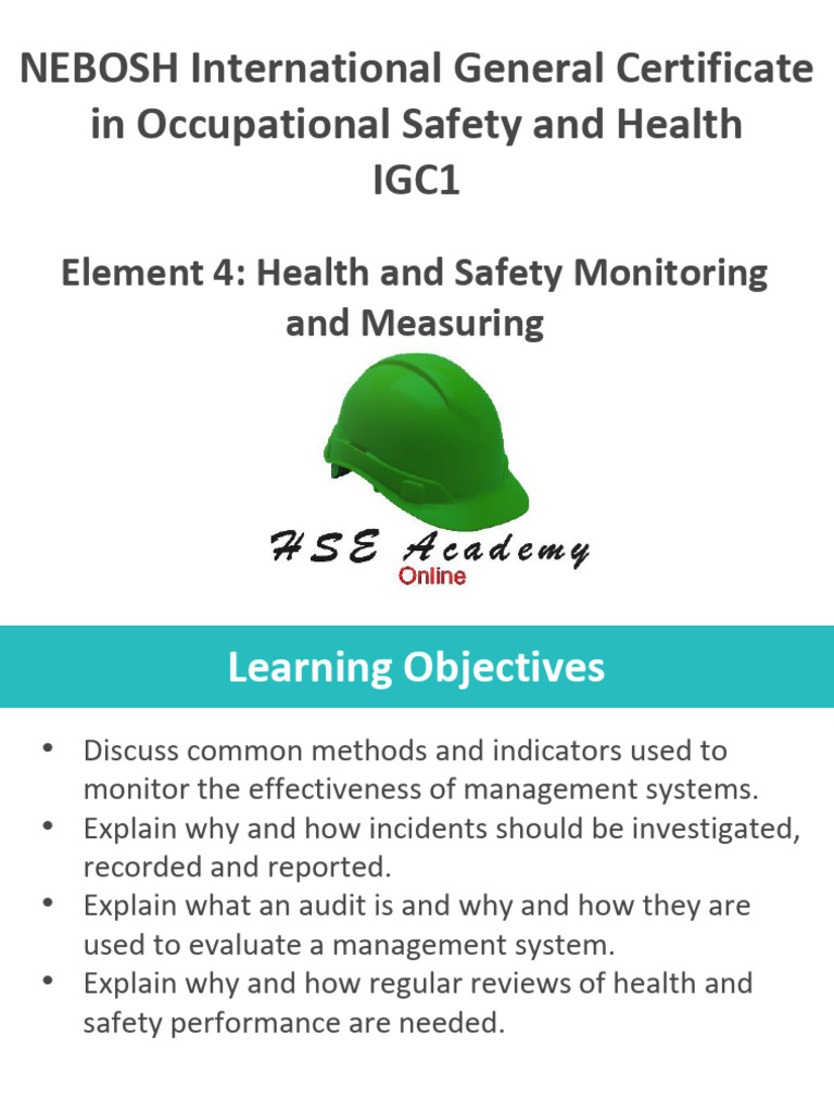 Health & Safety Monitoring Guide | PDF | Audit | Occupational Safety ...