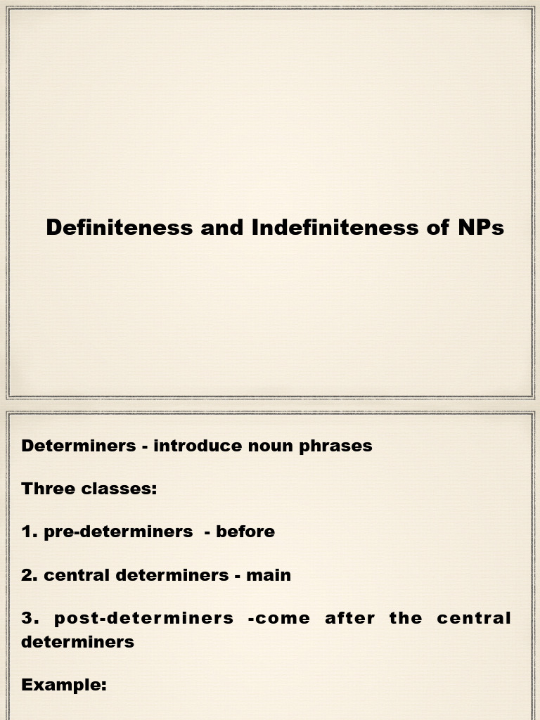 Definiteness and Indefiniteness of NPs | PDF | Linguistics | Vocabulary