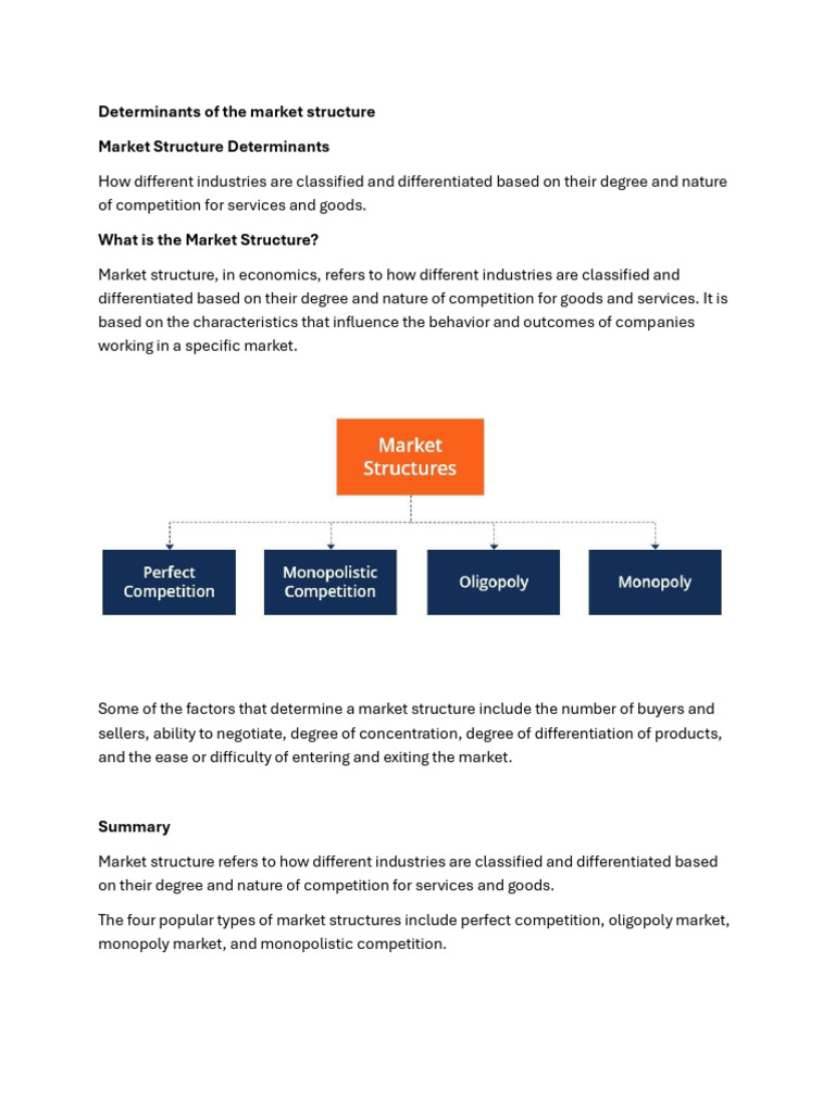Market Structure Determinants Explained | PDF | Monopoly | Perfect ...