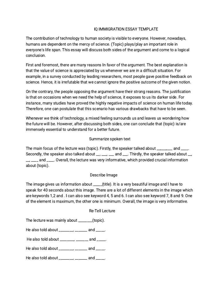 IQ Immigration Essay Framework | PDF | Argument | Reason