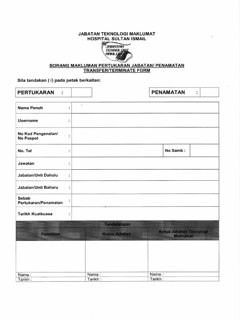 IT Borang Tukar Jabatan | PDF