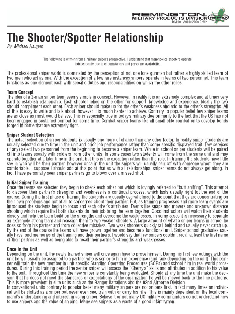The Shooter - Spotter Relationship - DIALOG | PDF | Sniper | Telescopic ...