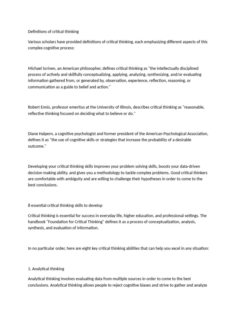 7 steps of thinking | PDF | Critical Thinking | Thought