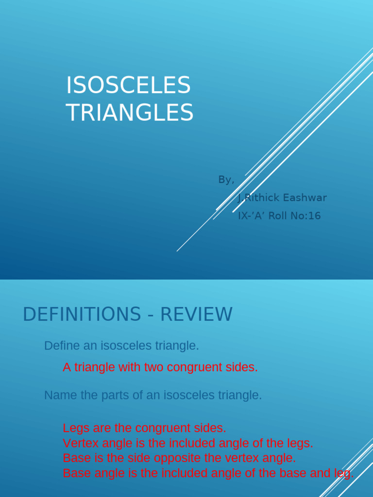 Rithick Ppt Isoceles Triangle PDF Triangle Elementary Geometry