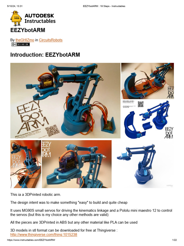 EEZYbotARM MK2 3D Printed Robot Arm | PDF | Screw | 3 D Printing