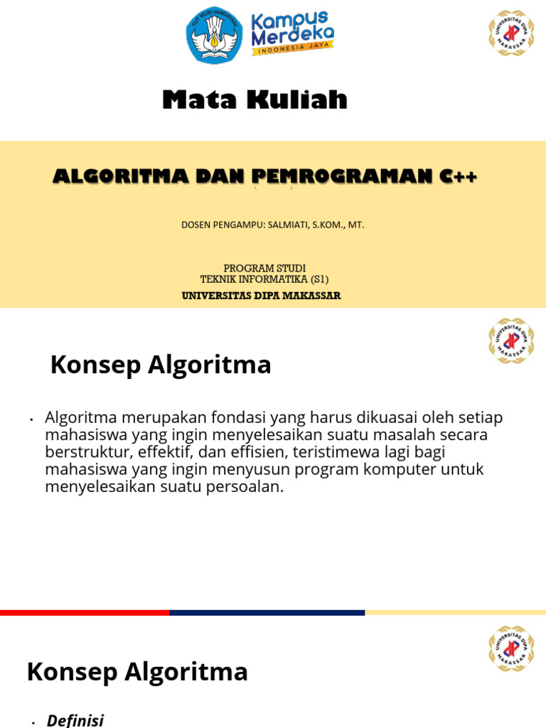 Konsep Dasar Algoritma C++ untuk Mahasiswa | PDF