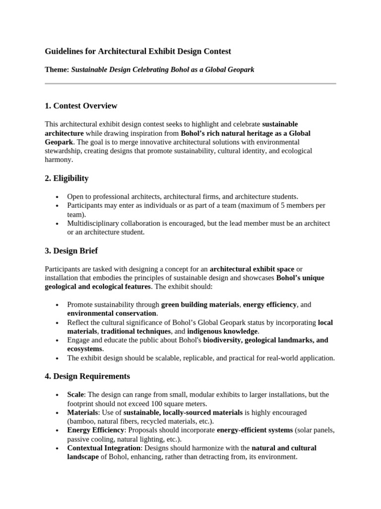 Guidelines For Architectural Exhibit Design Contest | PDF | Sustainable ...