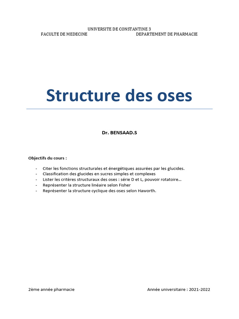 Structure et Classification des Oses | PDF | Glucide | Isomère