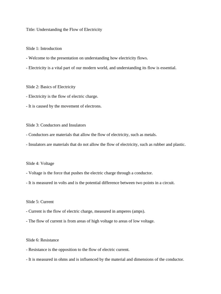 Electricity Flow: Key Concepts Explained | PDF | Science & Mathematics