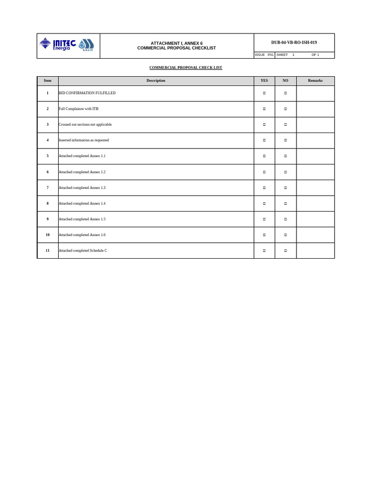 Commercial Proposal Checklist | PDF