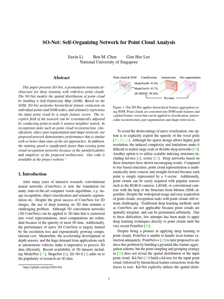 SO-Net: Efficient Point Cloud Analysis | PDF | Deep Learning | Algorithms