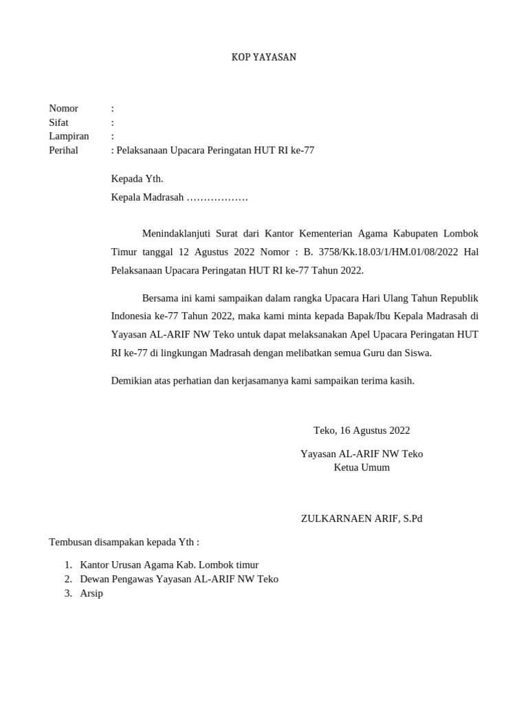 Peringatan HUT RI ke-77 di Madrasah | PDF