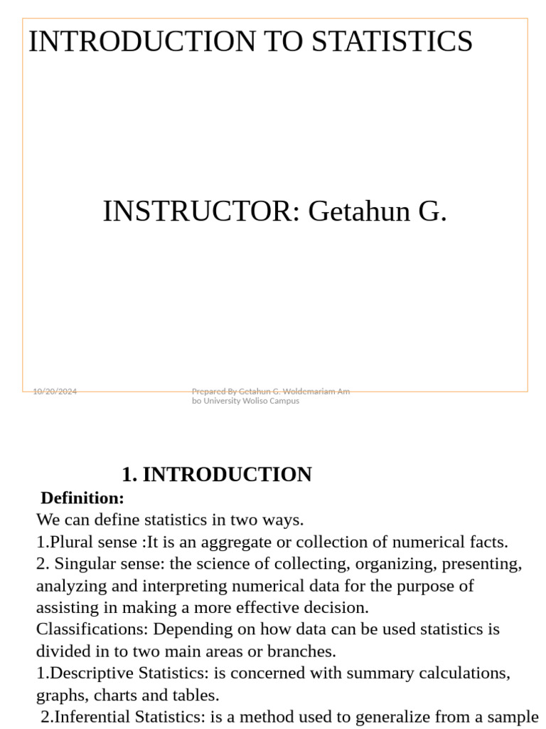 Chapt1. Introduction To Statistics | PDF | Statistics | Level Of ...