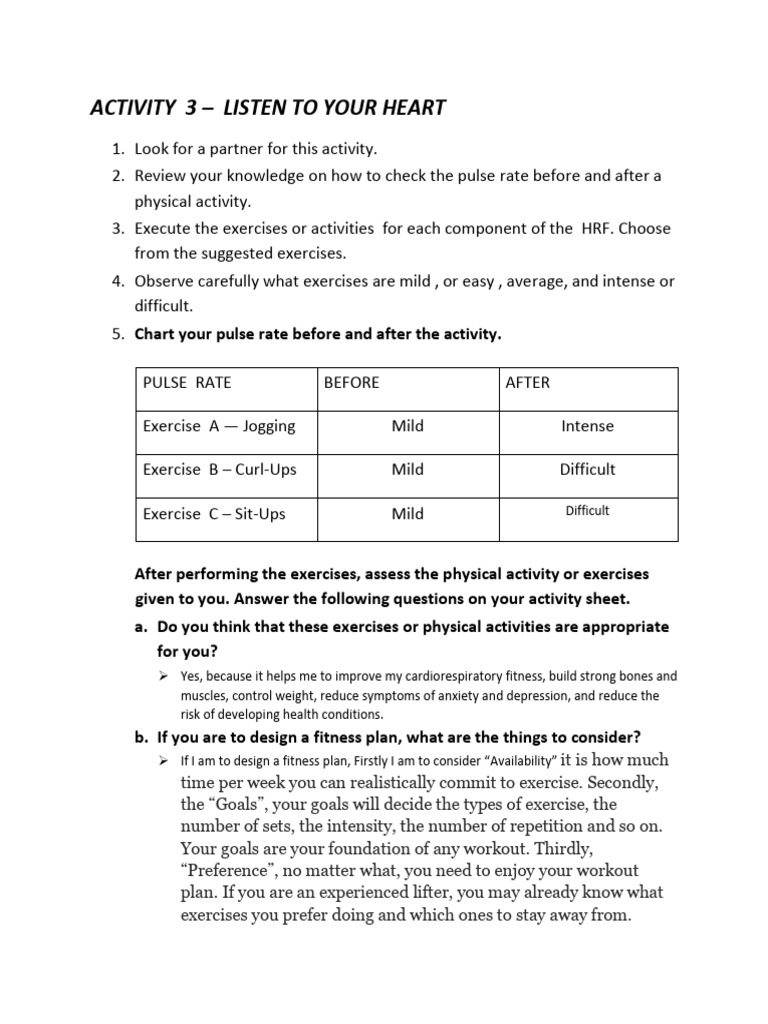 Heart Rate Monitoring Exercise Guide | PDF | Flexibility (Anatomy ...