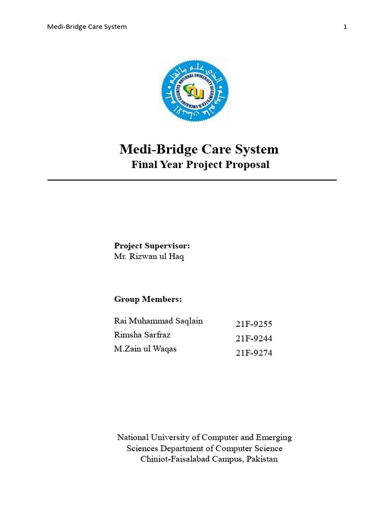 Medi bridge care system final year project proposal pdf health care