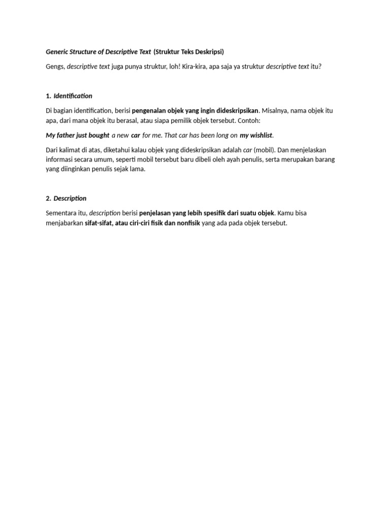 Generic Structure of Descriptive Text | PDF