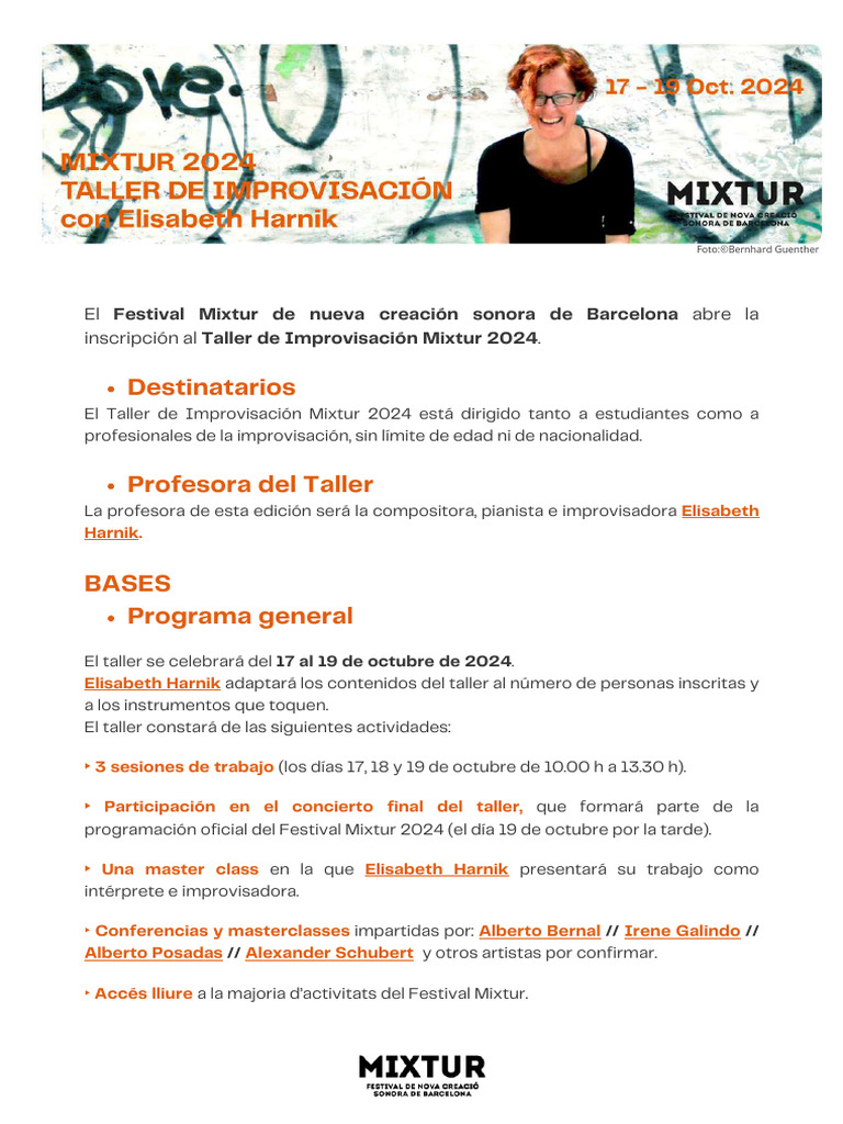 Inscripción Taller Improvisación Mixtur 2024 | PDF