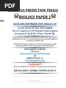 Bio Pp2 Kcse 2024 Prediction Trials