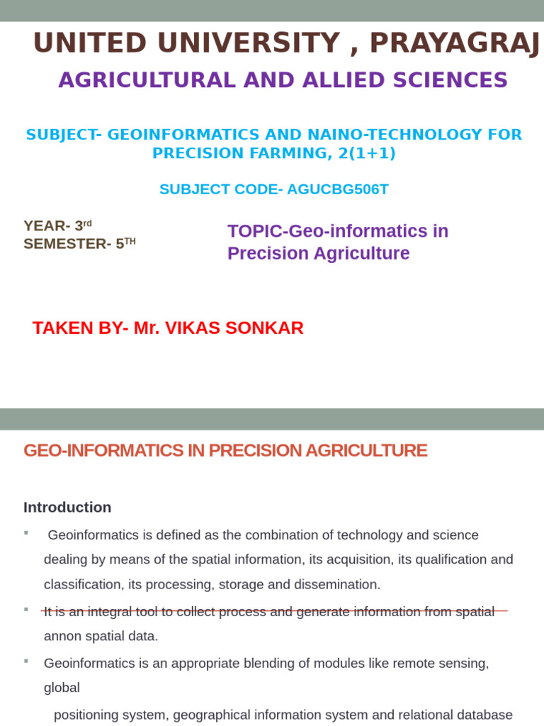Geoinformatics in Precision Agriculture | PDF | Geographic Information ...