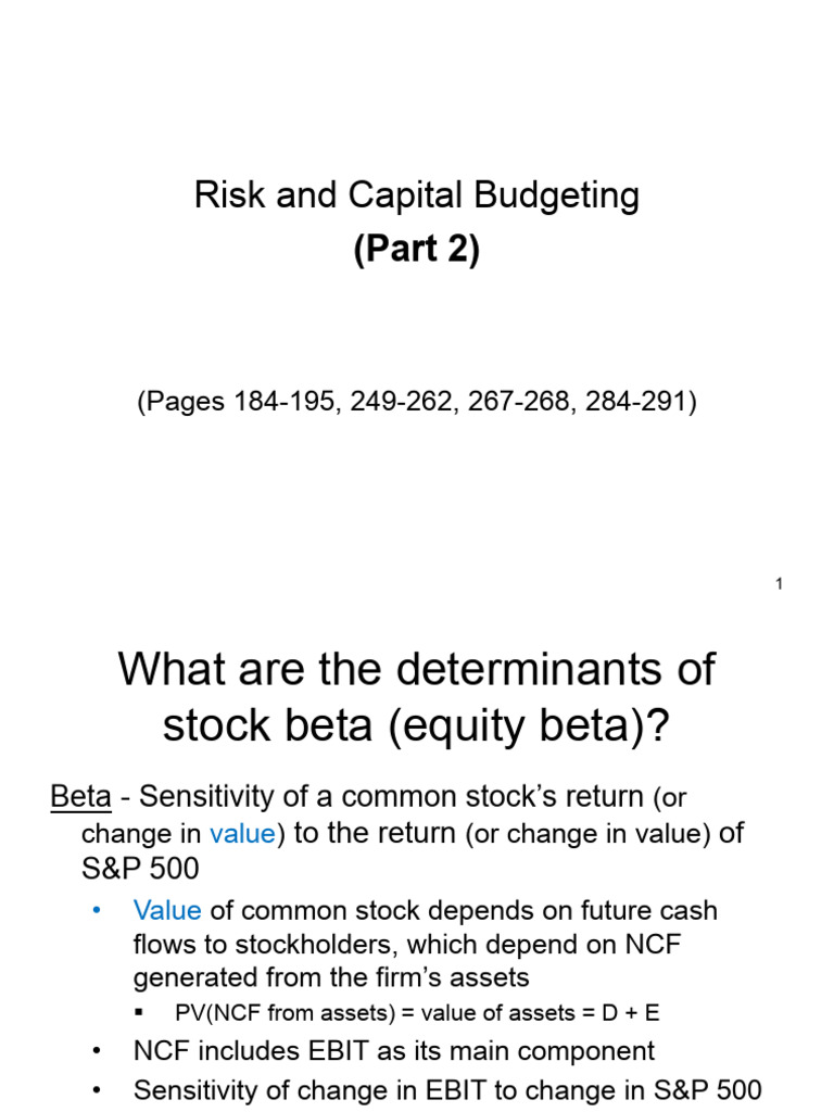 Understanding Stock Beta and WACC | PDF | Cost Of Capital | Leverage ...