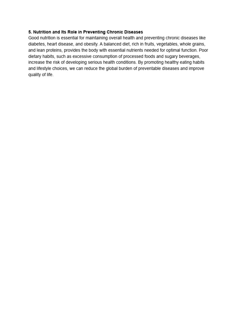 Nutrition and Its Role in Preventing Chronic Diseases | PDF | Wellness ...