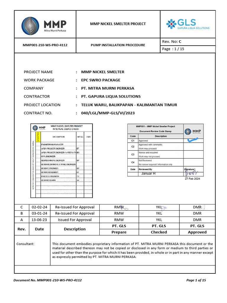 MMP Nickel Smelter Pump Installation Guide | PDF | Screw | Pipe (Fluid ...