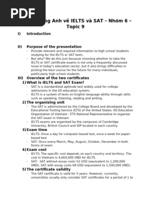 Bài TT Tiếng Anh về IELTS và SAT
