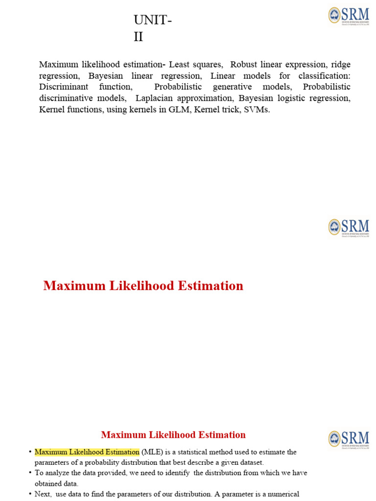 Unit-2 Machine Learning | PDF | Support Vector Machine | Regression ...