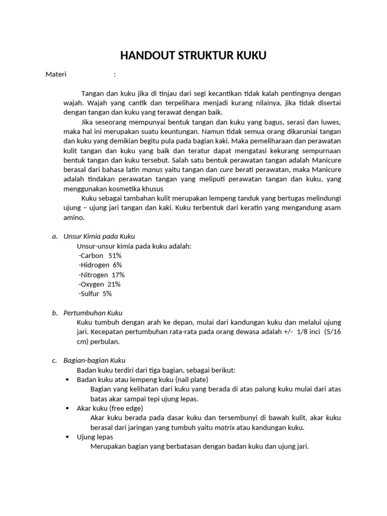 Handout Struktur Kuku 1 | PDF | Bisnis
