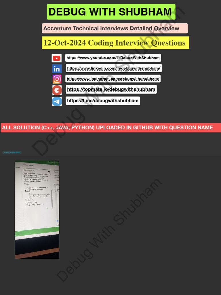 12-Oct-2024 Capgemini Coding Question | PDF