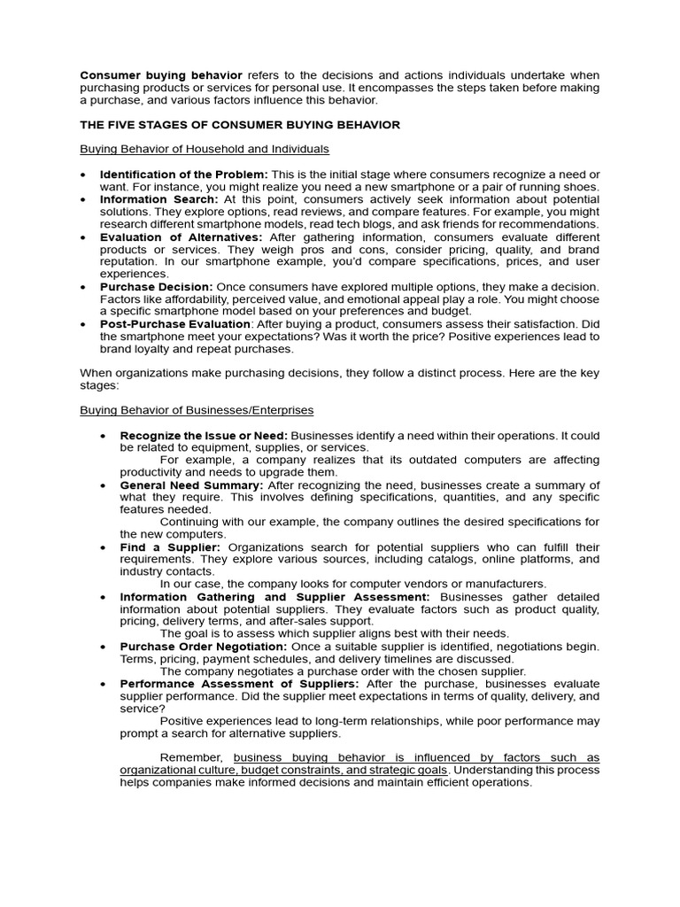 Understanding Consumer Buying Behavior | PDF | Market Segmentation ...