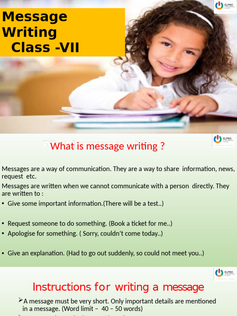 Message Writing Guide for Class 7 | PDF