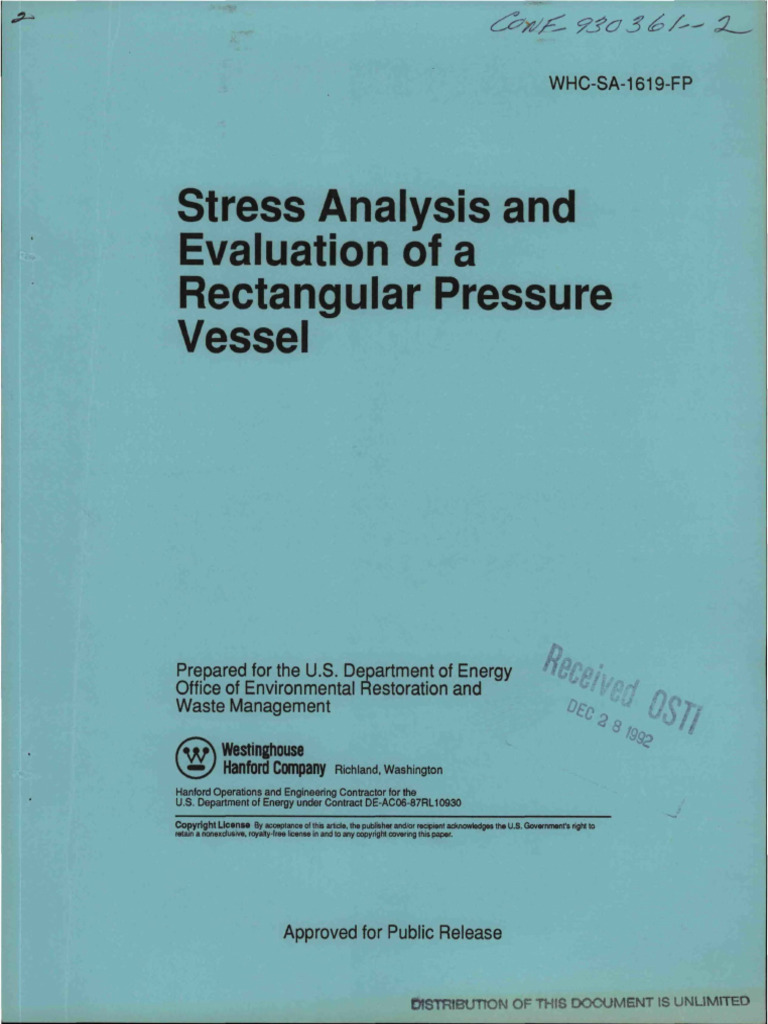 Stress Analysis and Evaluation of a Rectangular Pressure Vessel | PDF ...