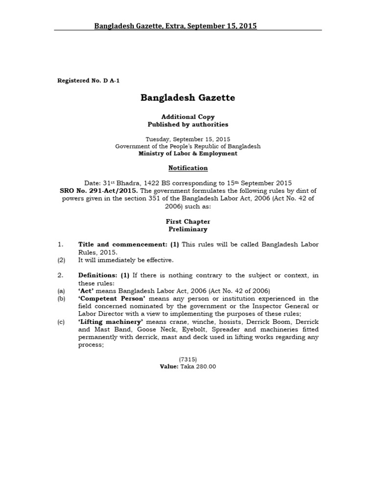 Bangladesh Labor Rules Notification 2015 Pdf License Identity