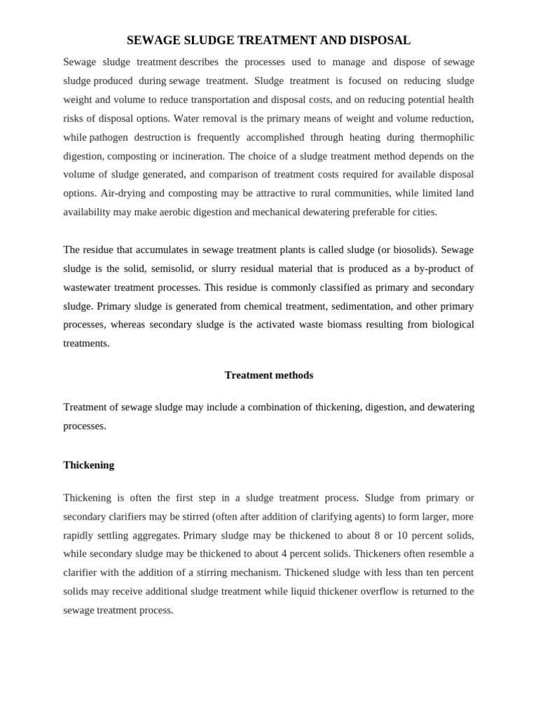 Sludge Treatment and Disposal Draft 2 | PDF | Sewage Treatment ...