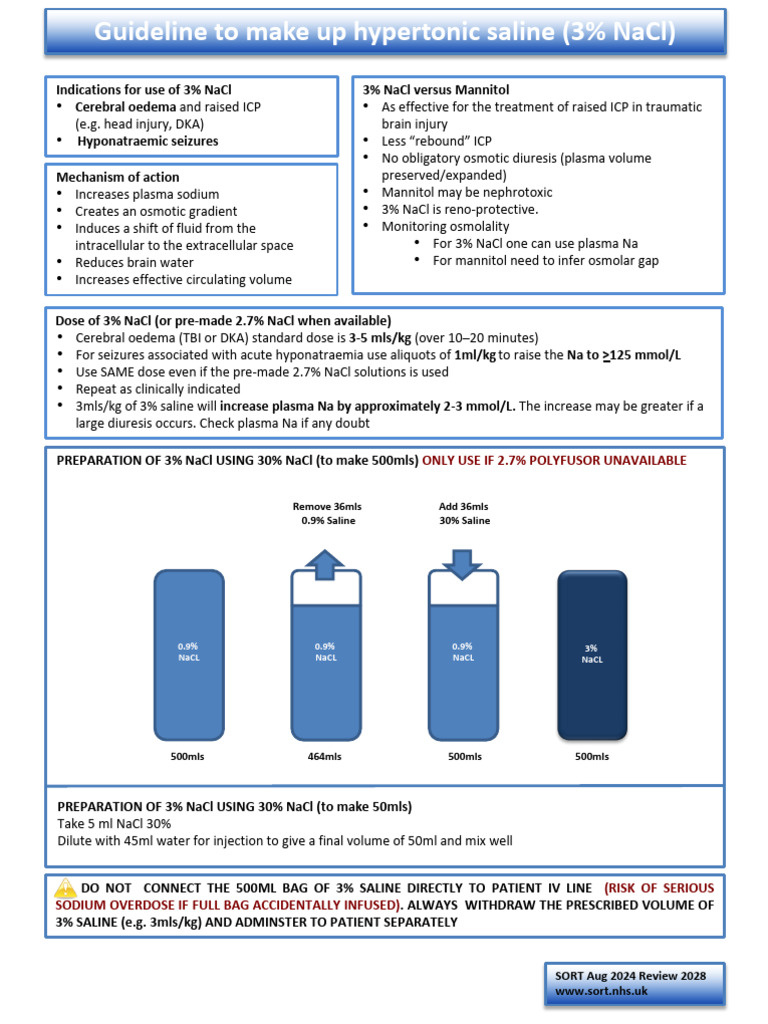 3% NaCl Use in Cerebral Edema | PDF | Saline (Medicine) | Traumatic ...