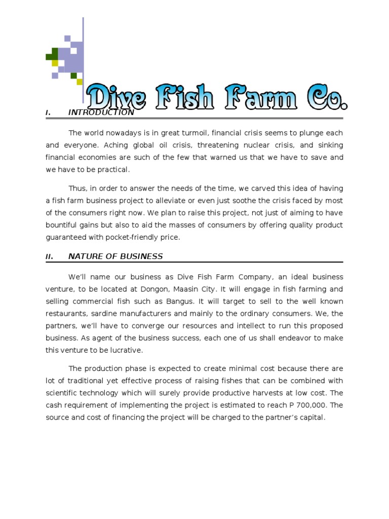 write a business plan on fish farming