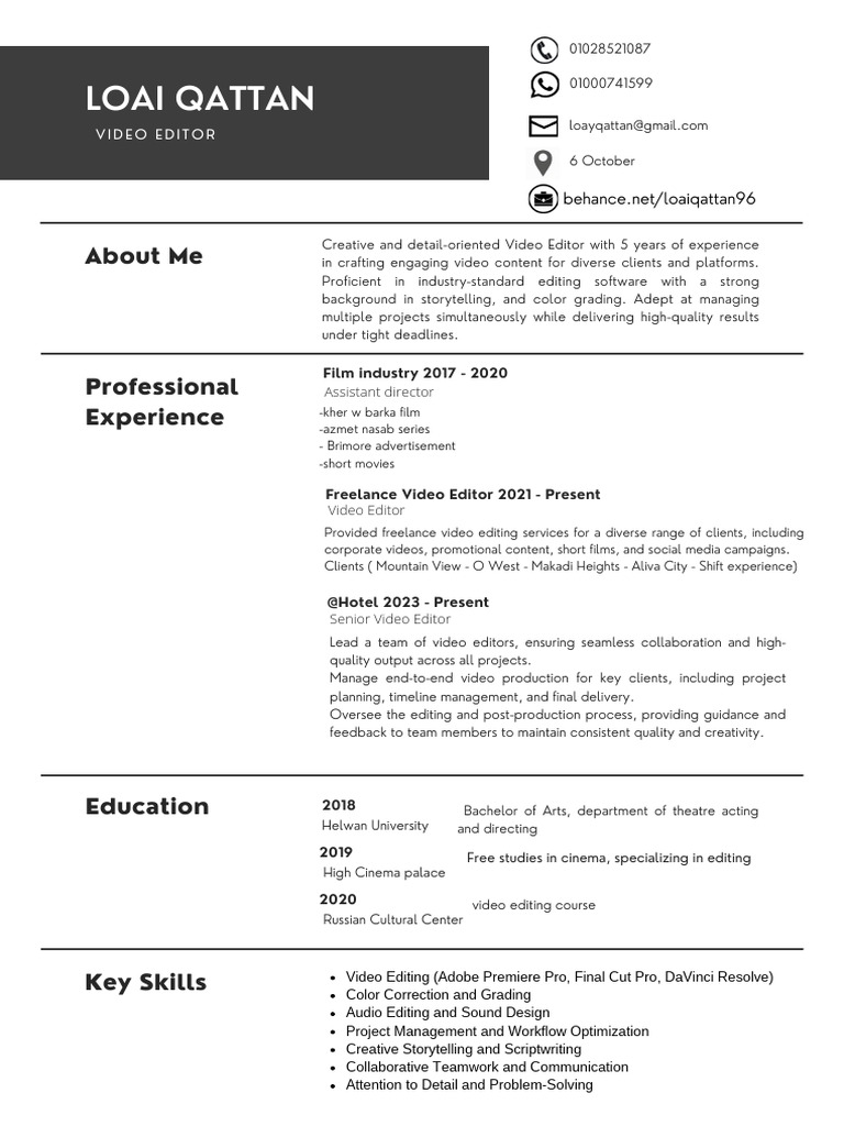 Loai qattan resume pdf editing video