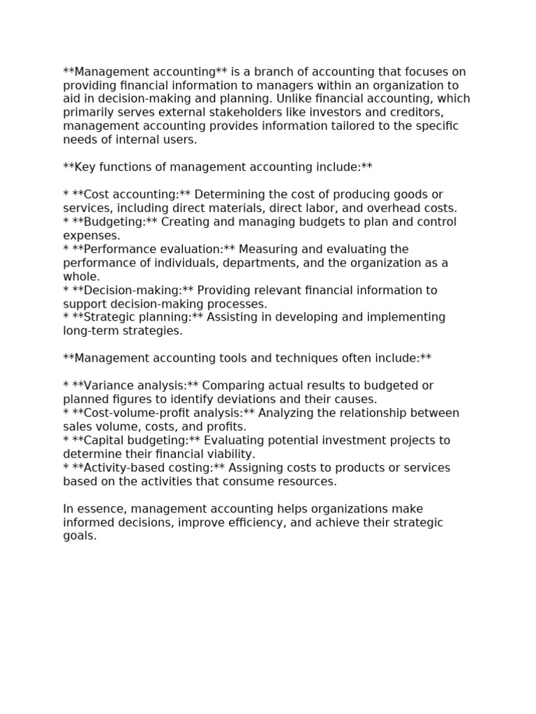 Management Accounting Pdf