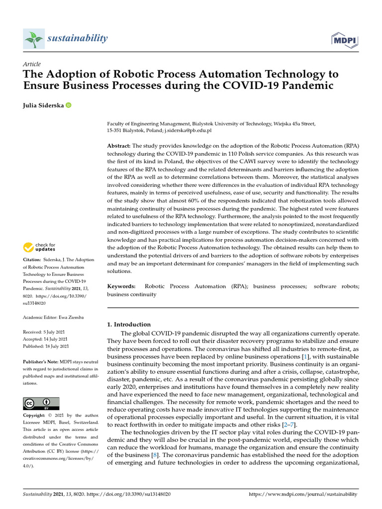 The Adoption of Robotic Process Automation Technology | PDF ...