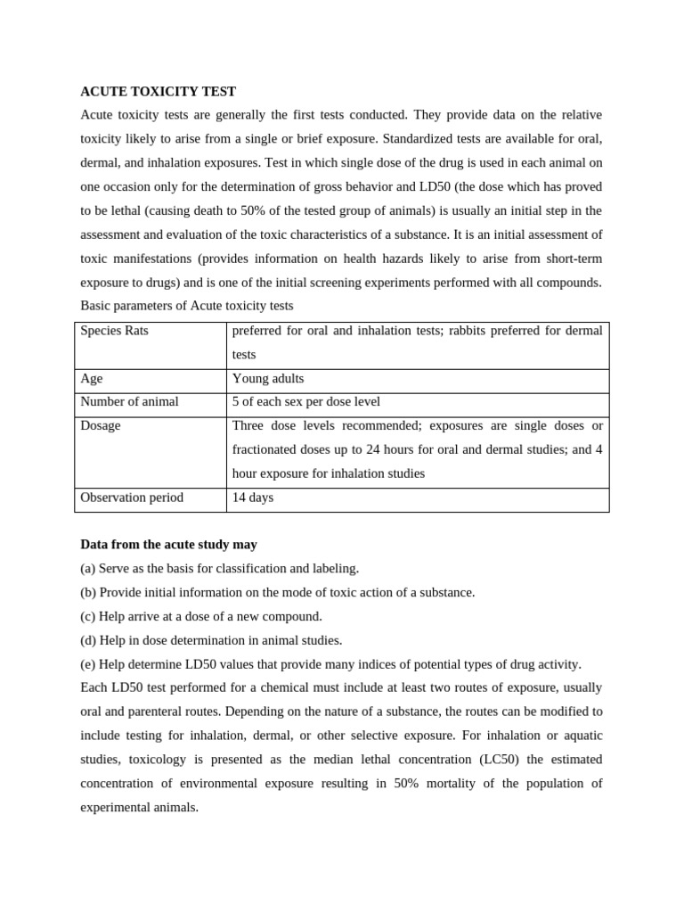 Toxicity Studies | PDF | Toxicity | Dose (Biochemistry)