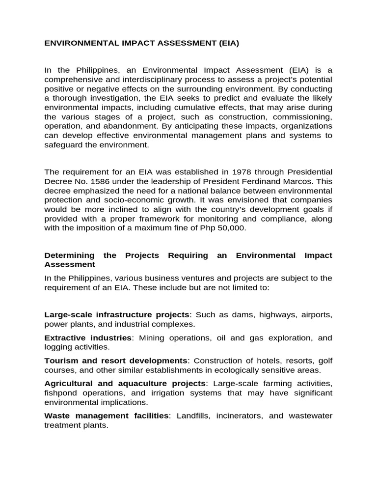 ENVIRONMENTAL IMPACT ASSESSMENT PDF Environmental Impact Assessment