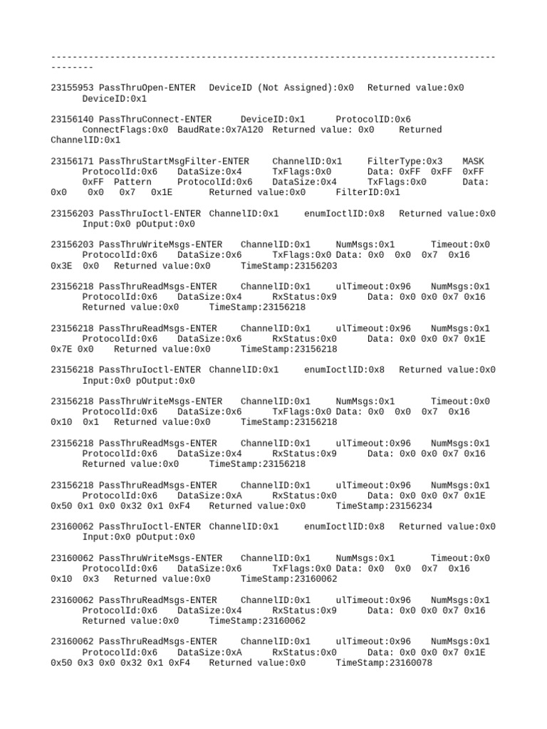 PassThru Device Communication Log | PDF | Computers