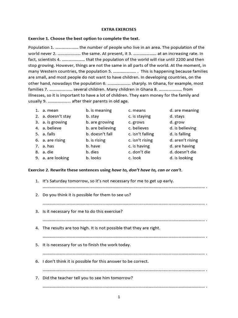 English Exercises on Population and Smoking | PDF | Restaurants | Menu