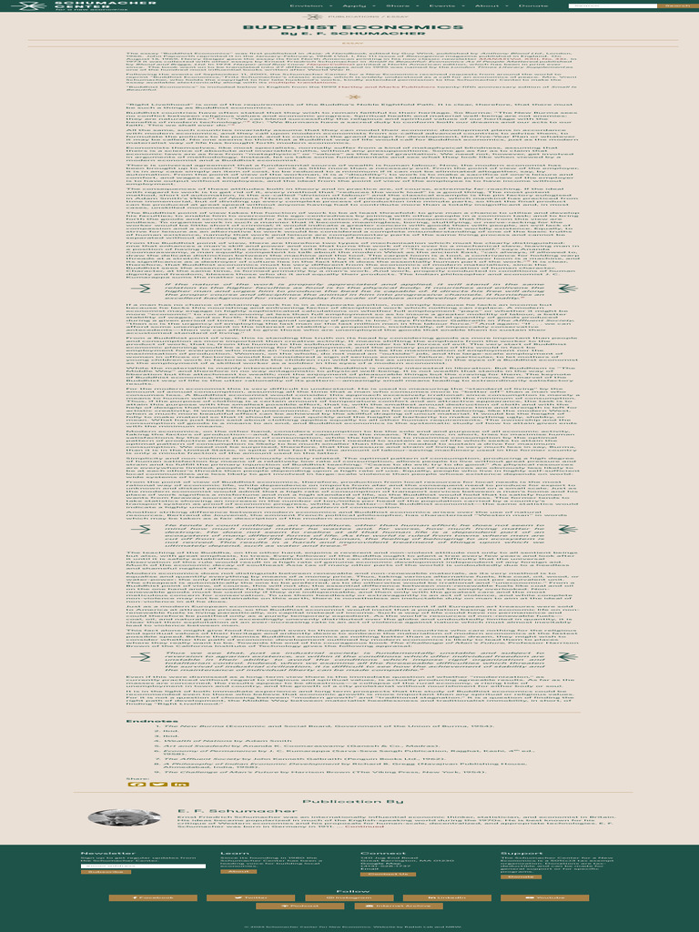 Buddhist Economics Schumacher Center For A New Economics Pdf