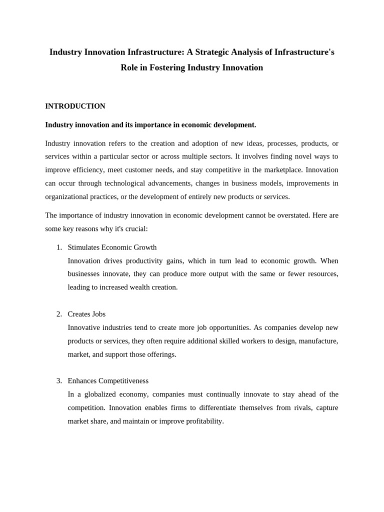 Industry Innovation Infrastructure:A Strategic Analysis of ...