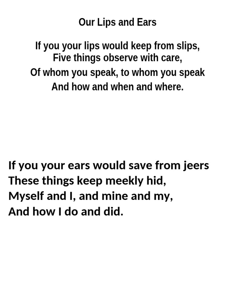 Our Lips and Ears | PDF | Language Arts & Discipline