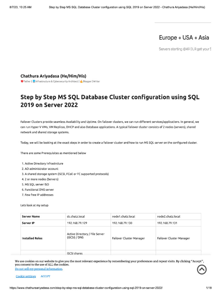 Step -By -Step MS SQL Failover Cluster | PDF
